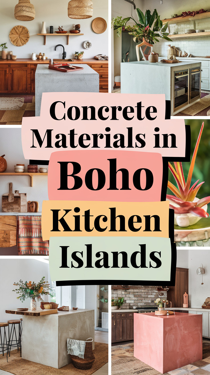 Concrete Materials in Boho Kitchen Islands