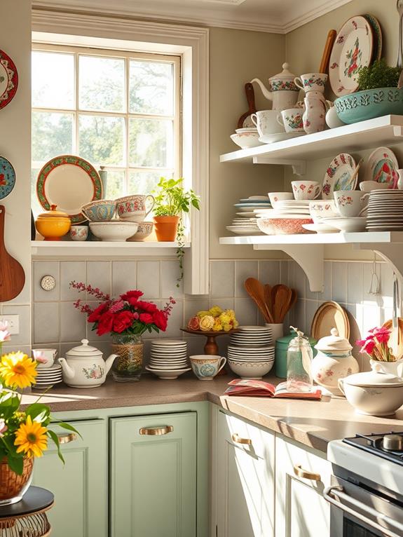 antique dish collection showcase