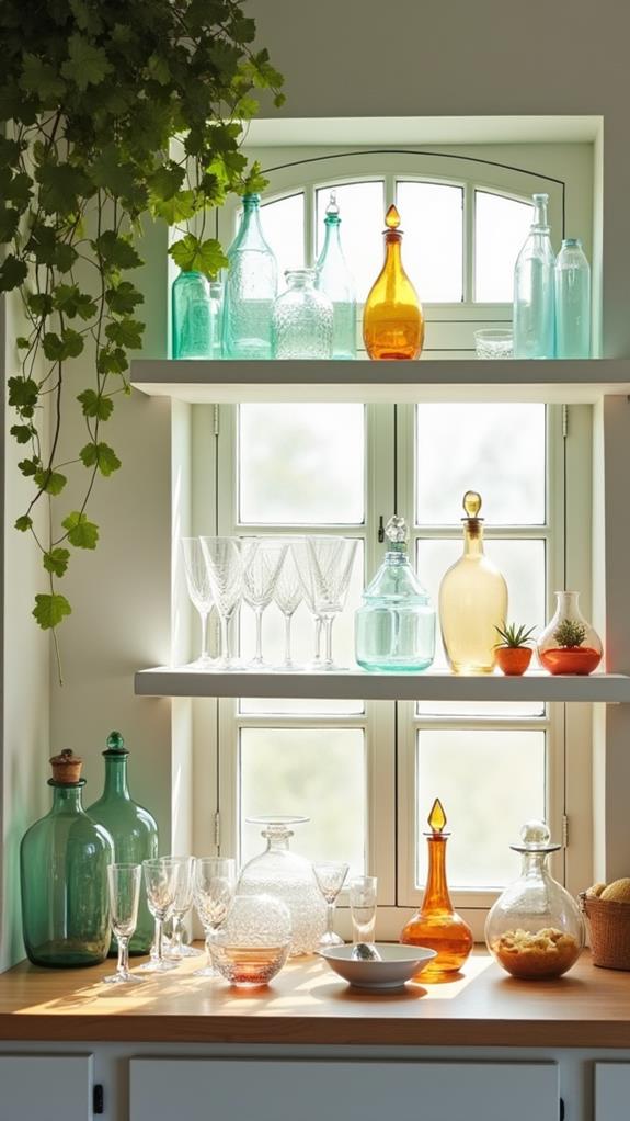 antique glass collection showcase