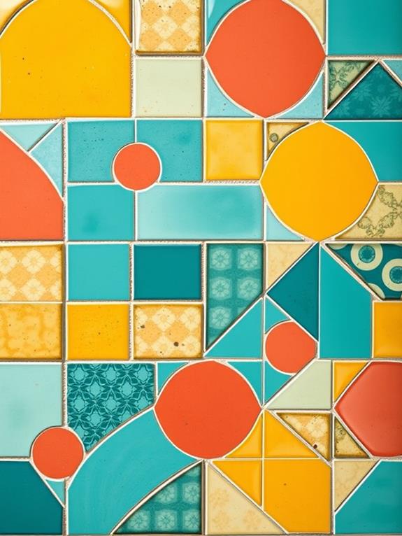 geometric patterned tile wall art