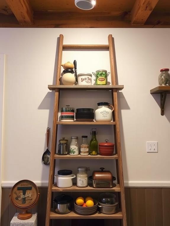 repurposed ladder shelving unit