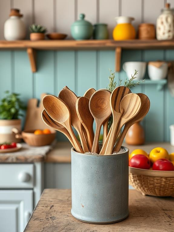 rustic wooden spoon wall decoration