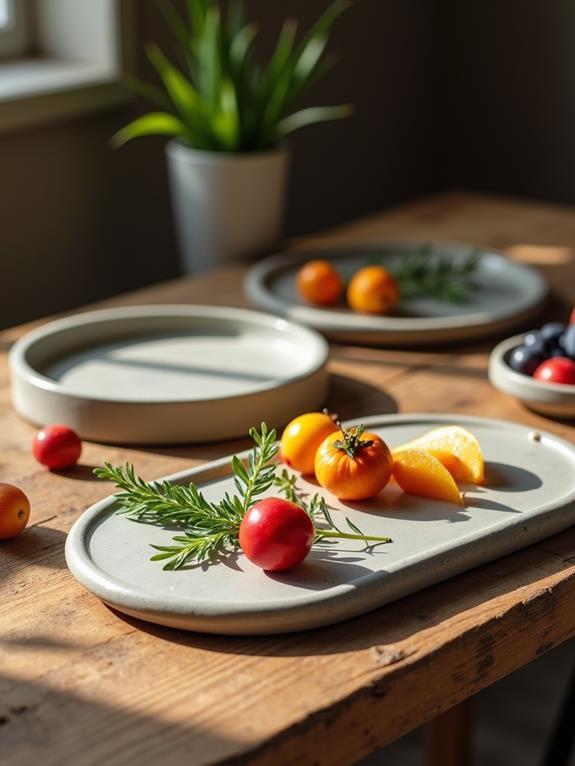 stylish concrete serving trays