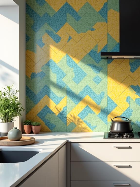 vibrant mosaic wall design