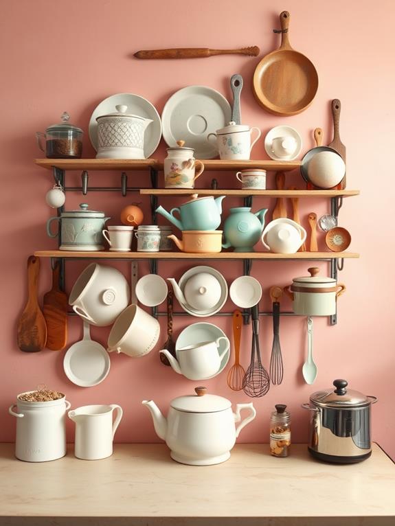 whimsical kitchen item wall showcase