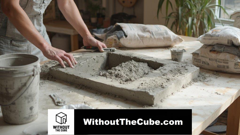 mixing and pouring concrete