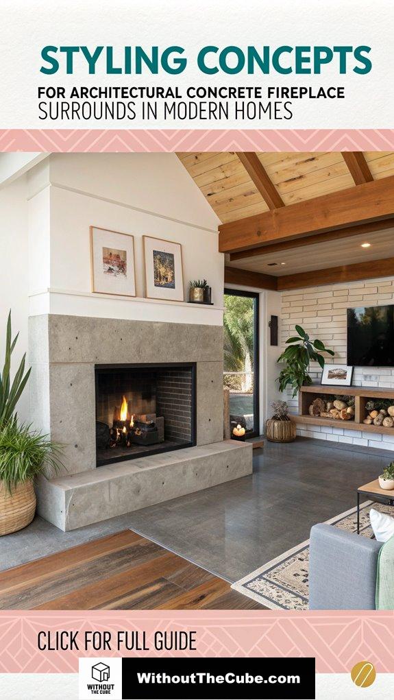 modern concrete fireplace design