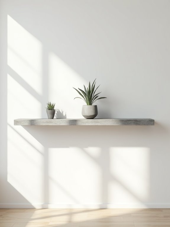 suspended concrete wall shelves